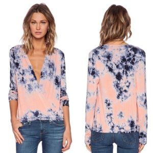 Young Fabulous & Broke Hamlet Tie Dye Surplice Long Sleeve Top XS